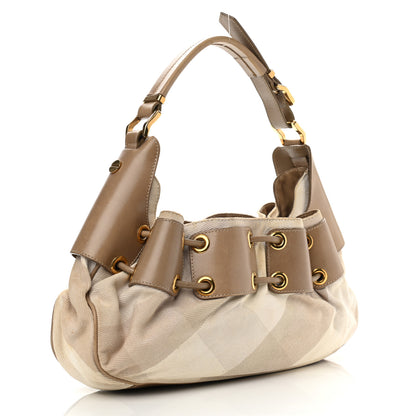 Burberry Calfskin Summer Check Mason Warrior Hobo Beige 3 of 12