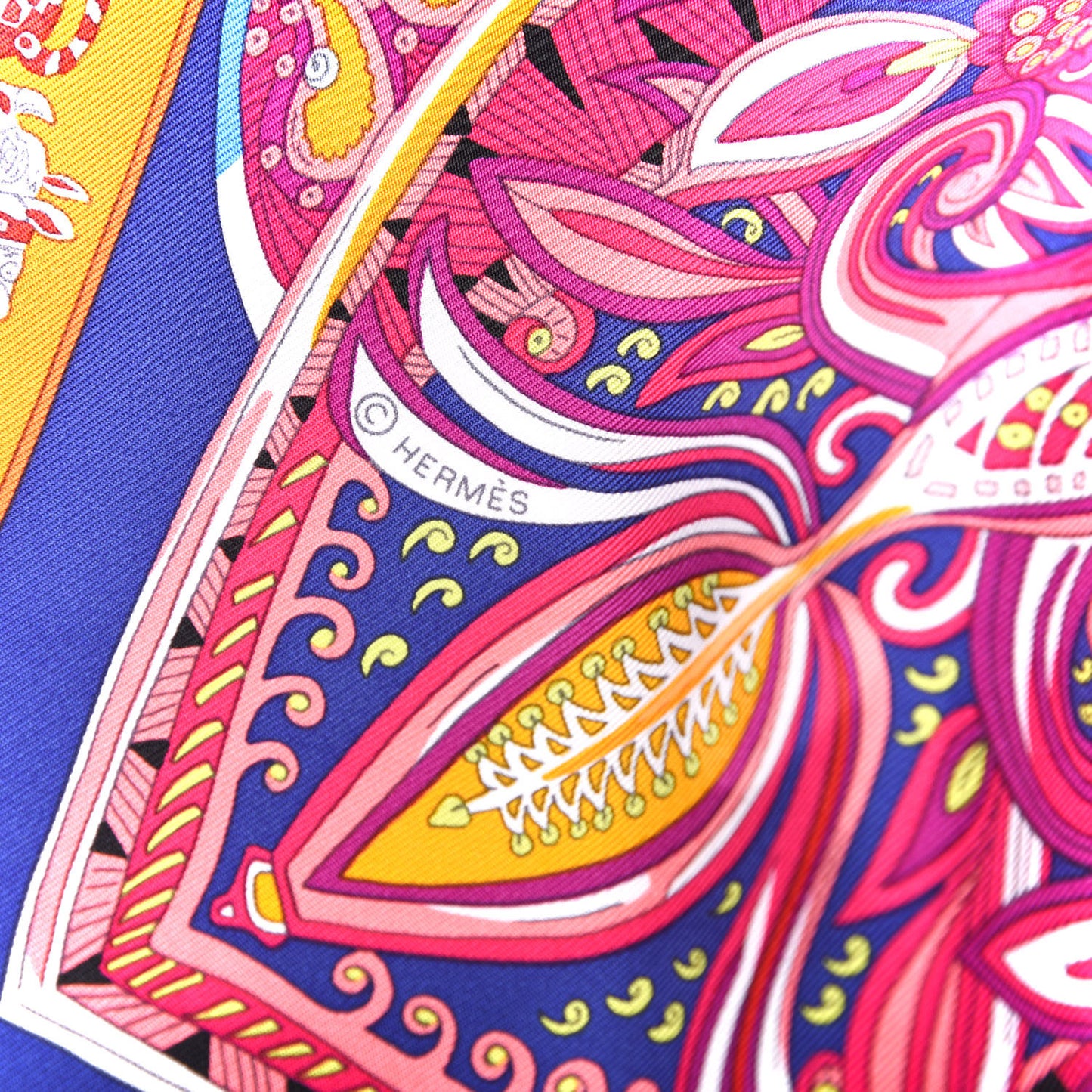 Silk Jardin De La Maharani Scarf 90 Iris Orange Fuchsia