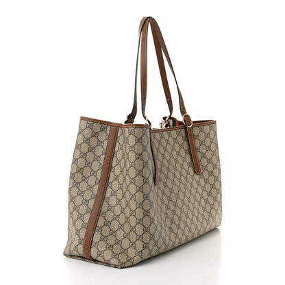 Gucci GG Supreme Monogram Emblem Maxi Tote Bag Beige Dark Brown 3 of 10