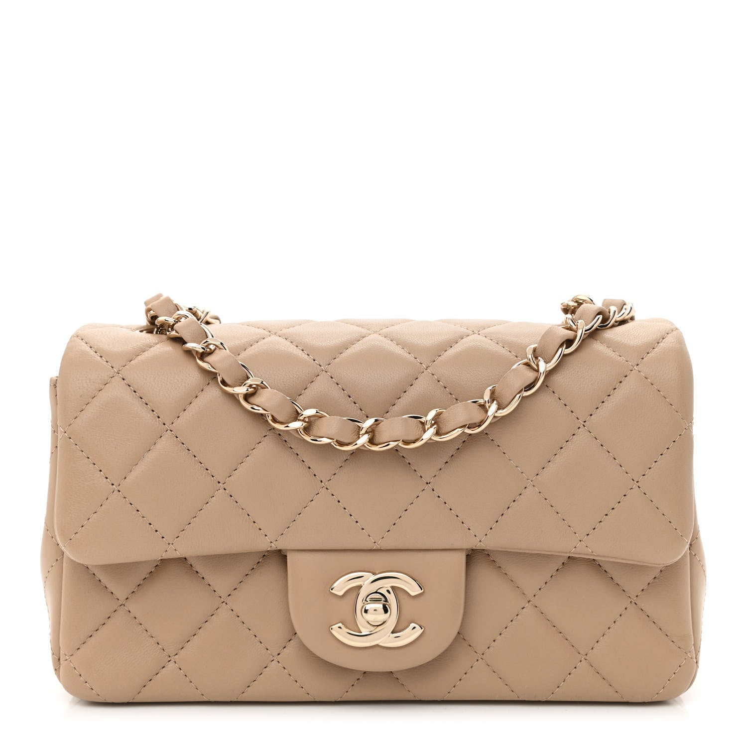 Chanel Lambskin Quilted Mini Rectangular Flap Dark Beige 1 of 11
