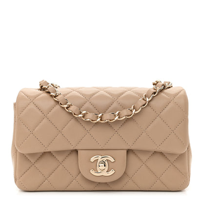 Chanel Lambskin Quilted Mini Rectangular Flap Dark Beige 1 of 11