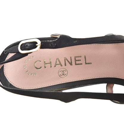 Chanel Calfskin Pearl Camellia Sandals 40 Black 6 of 10