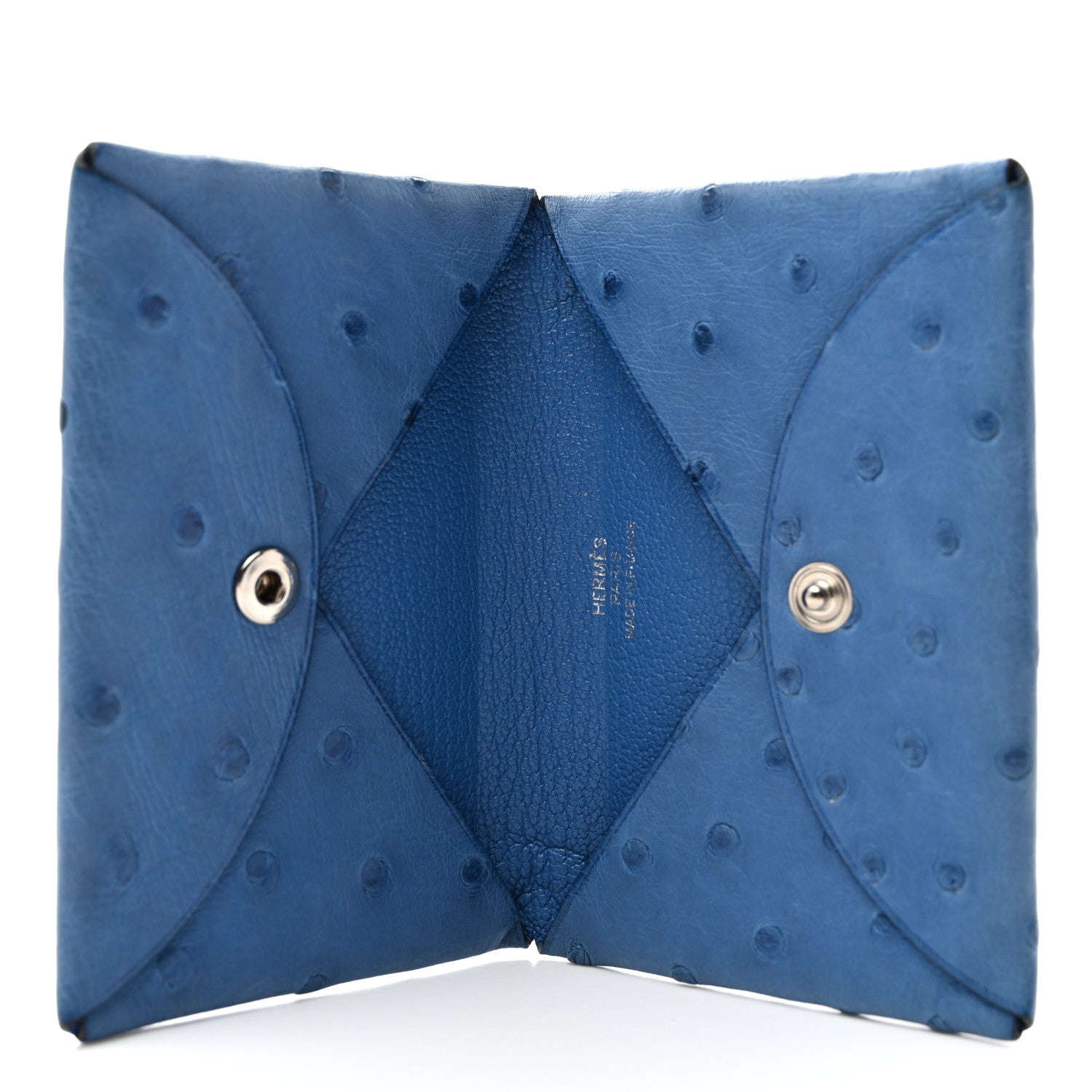 Hermes Ostrich Calvi Card Case Cobalt 5 of 8