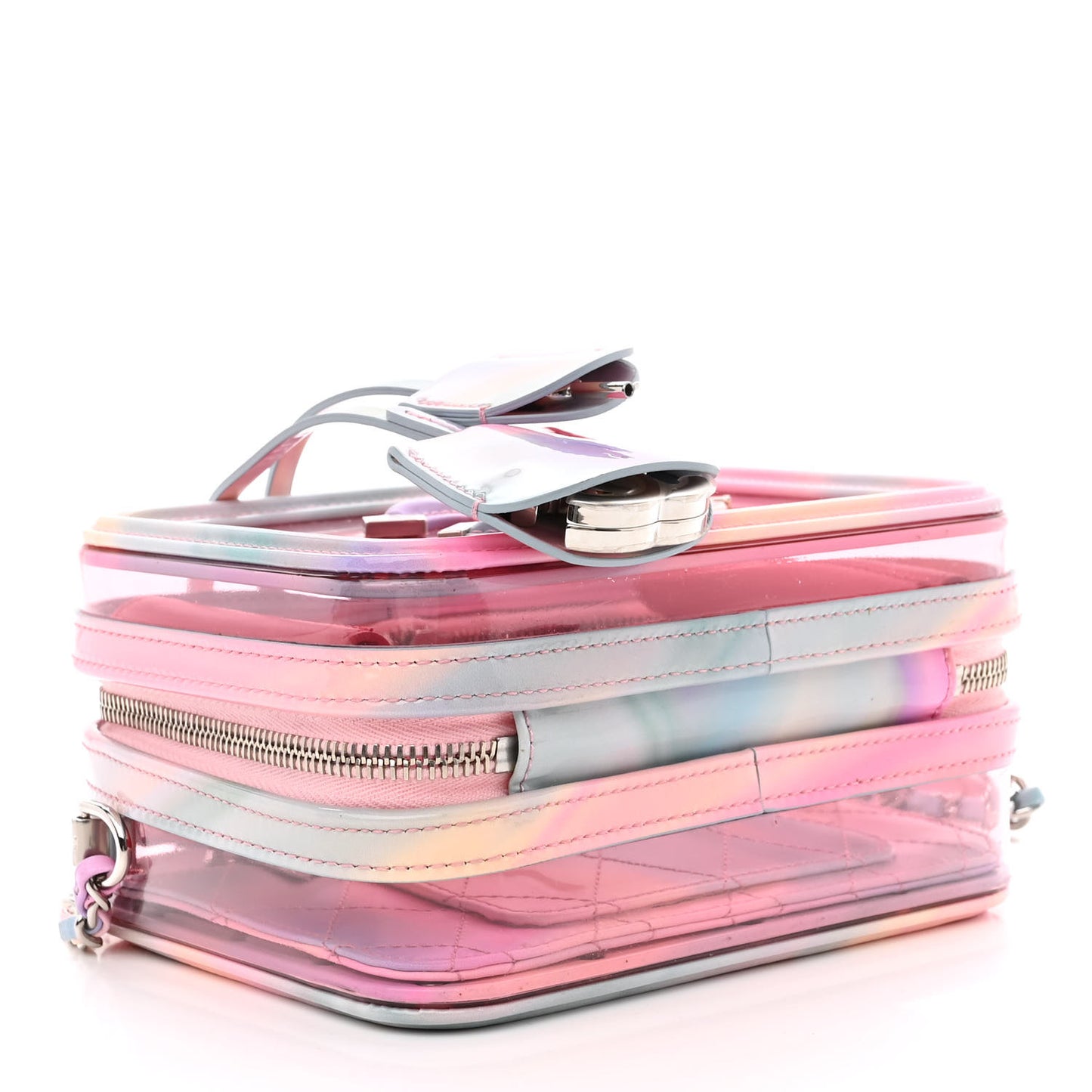 PVC Patent Calfskin Patent Lambskin Small CC Vanity Case Pink