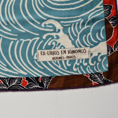 Hermes Cashmere Silk Ex Libris En Monogram Kimonos Shawl 140 3 of 5