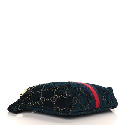 Gucci Velvet GG Monogram Web Belt Bag Blue Beige 4 of 9