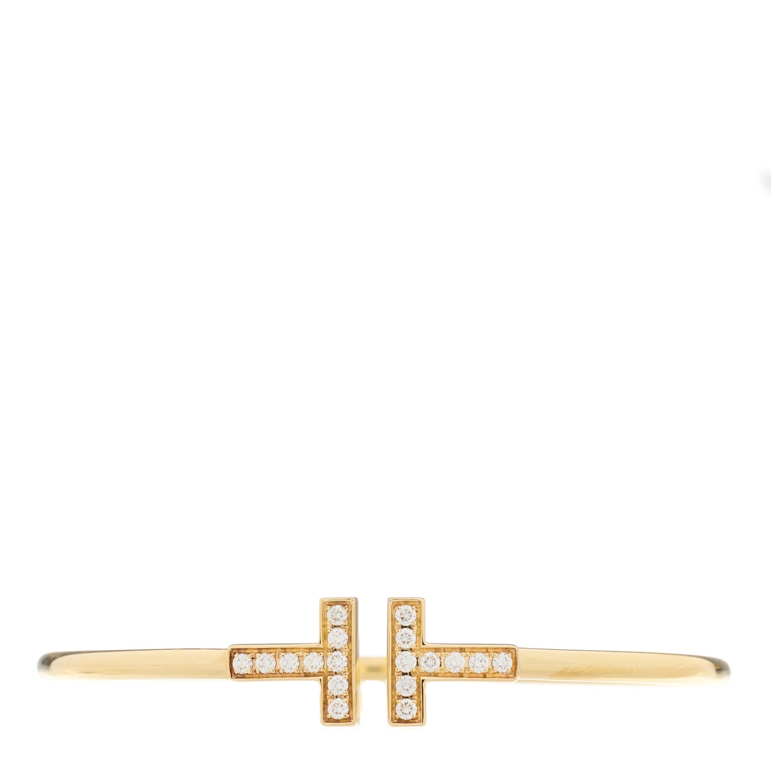 Tiffany 18K Yellow Gold Diamond T Wire Bracelet 1 of 3