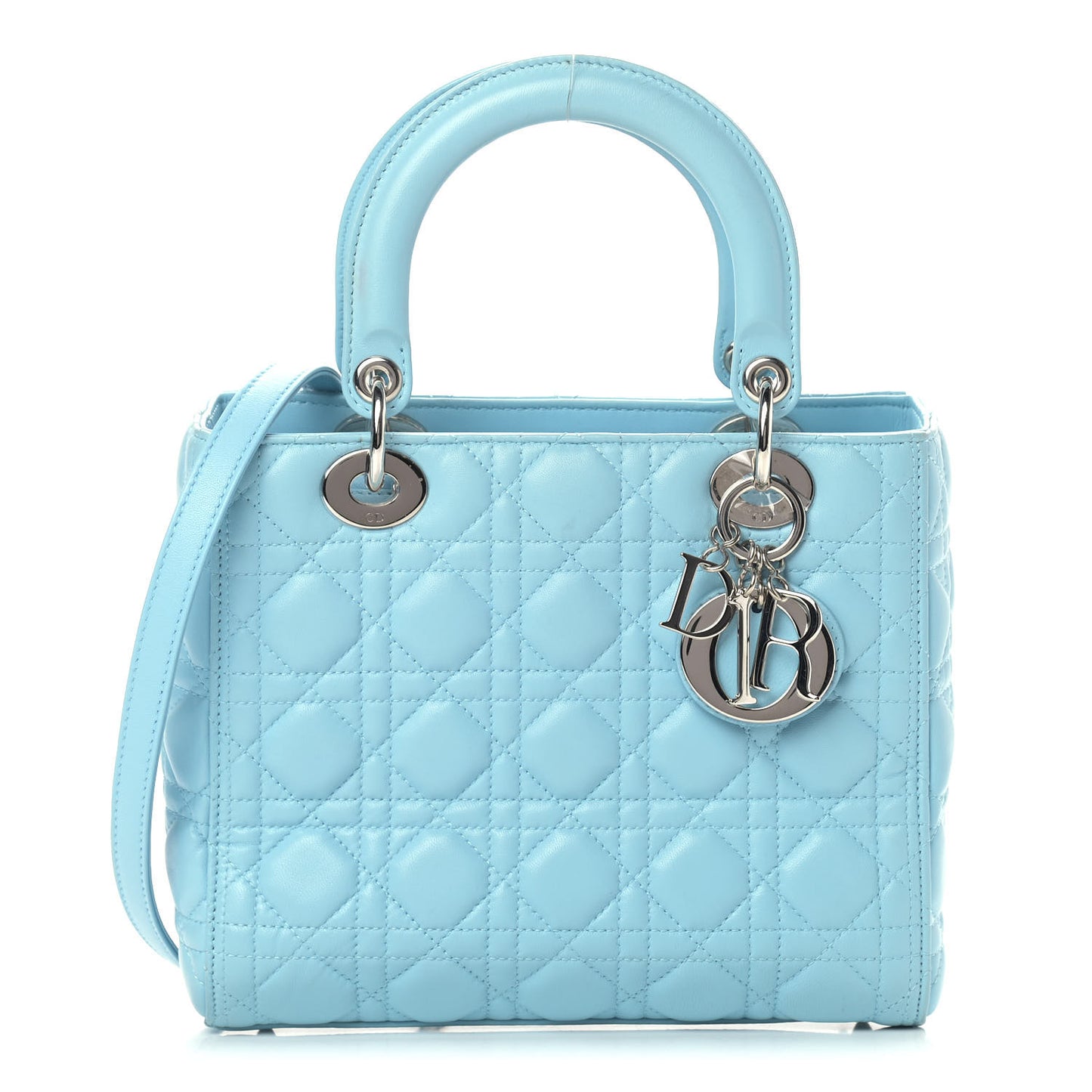 Lambskin Cannage Medium Lady Dior Light Blue