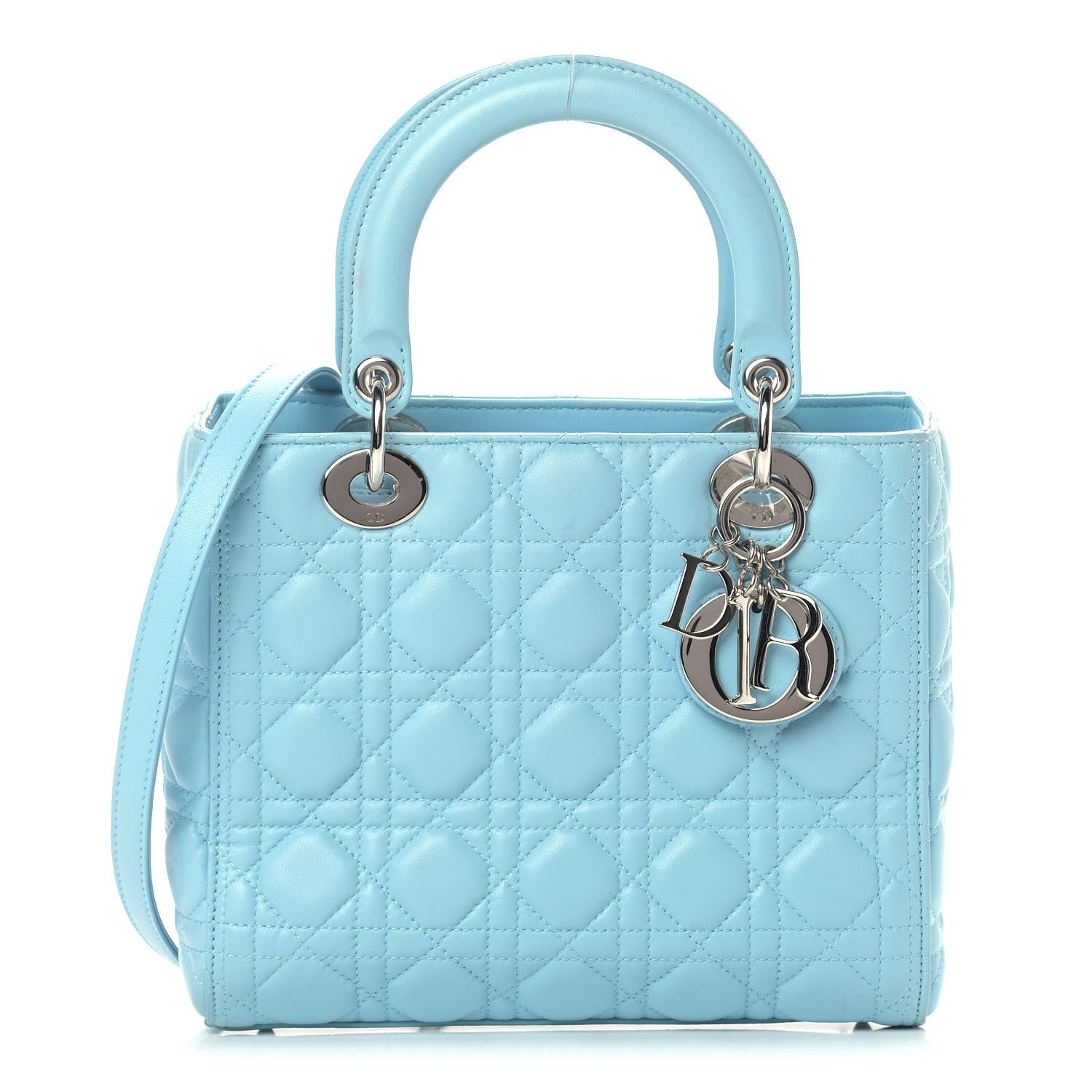 Christian Dior Lambskin Cannage Medium Lady Dior Light Blue 1 of 14