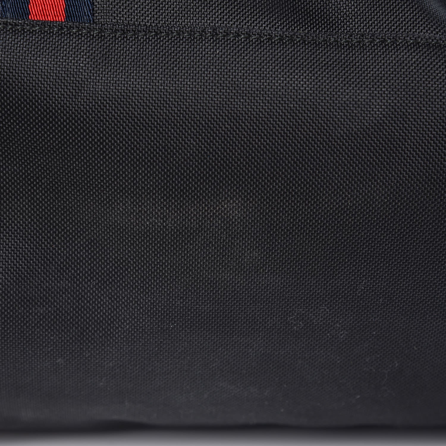 Gucci Techno Canvas Web L'Aveugle Par Amour Embroidered Double Buckle Backpack Black 11 of 14