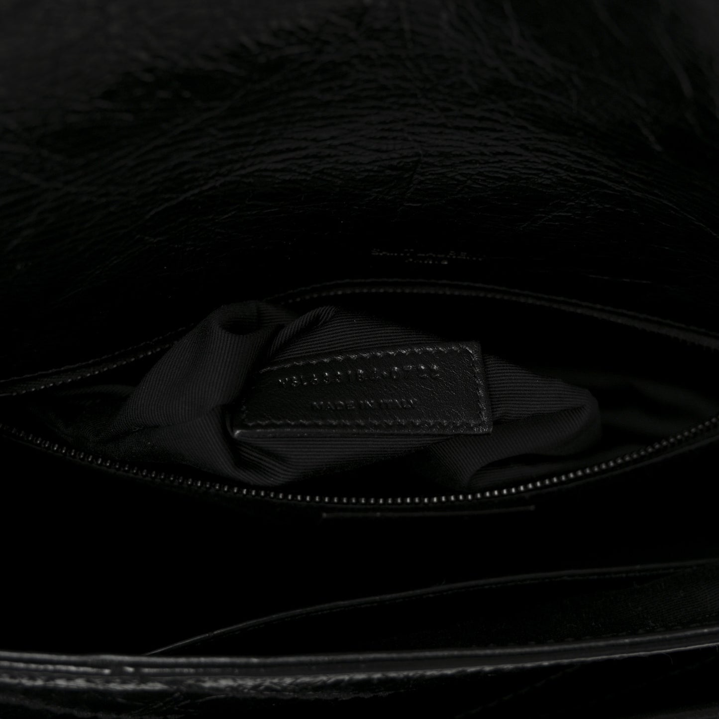 Crinkled Calfskin Matelasse Monogram Medium Niki Chain Satchel Black