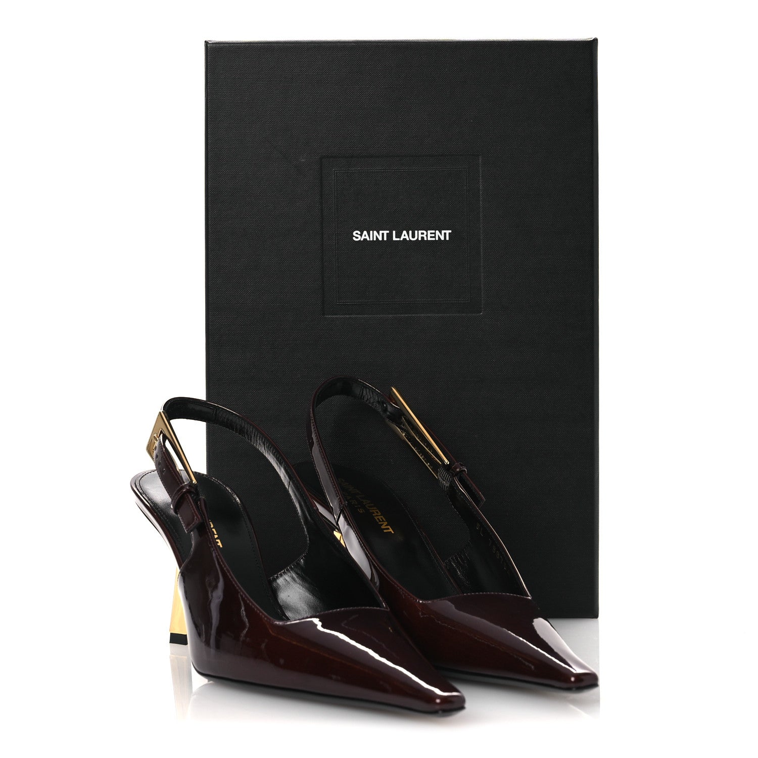 Saint Laurent Glazed Calfskin Lee 75 Slingback Pumps 37 Marron Glace 13 of 13
