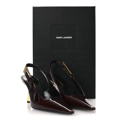 Saint Laurent Glazed Calfskin Lee 75 Slingback Pumps 37 Marron Glace 13 of 13