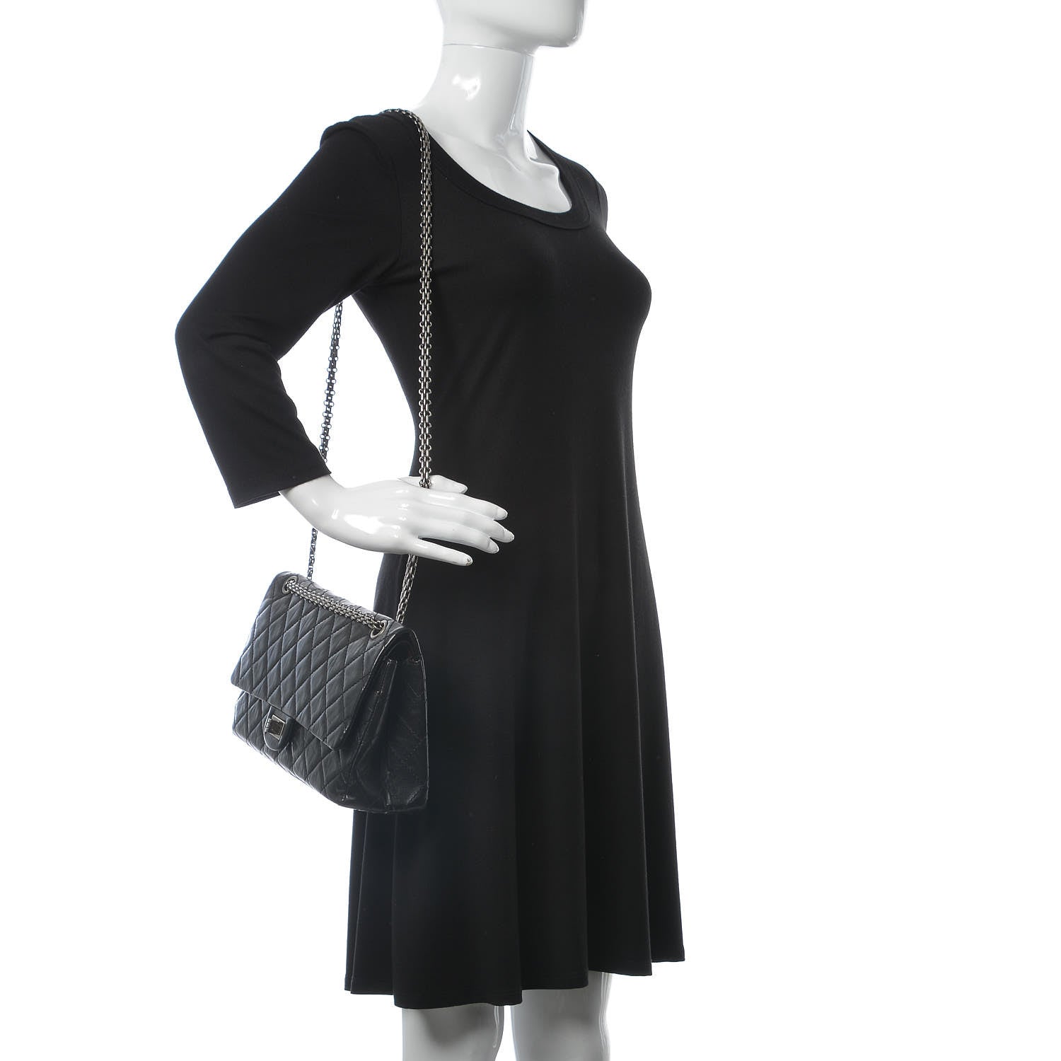Chanel Aged Calfskin Quilted 2.55 Reissue 226 Flap Black 3 of 11