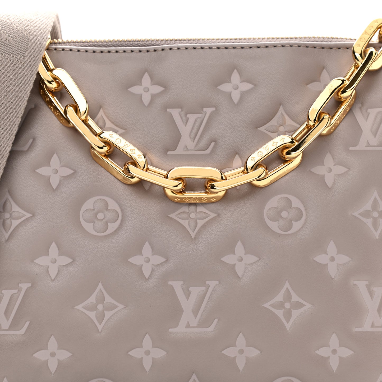 Lambskin Embossed Monogram Coussin PM Grey