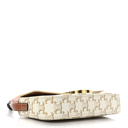 Celine Canvas Calfskin Triomphe Shoulder Bag White 4 of 10