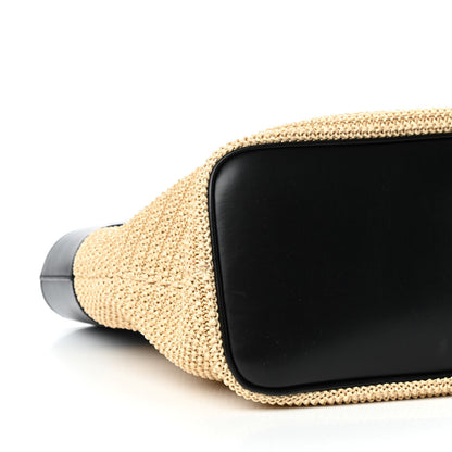 Saint Laurent Calfskin Raffia Medium Shopper Tote Naturale Black 8 of 9