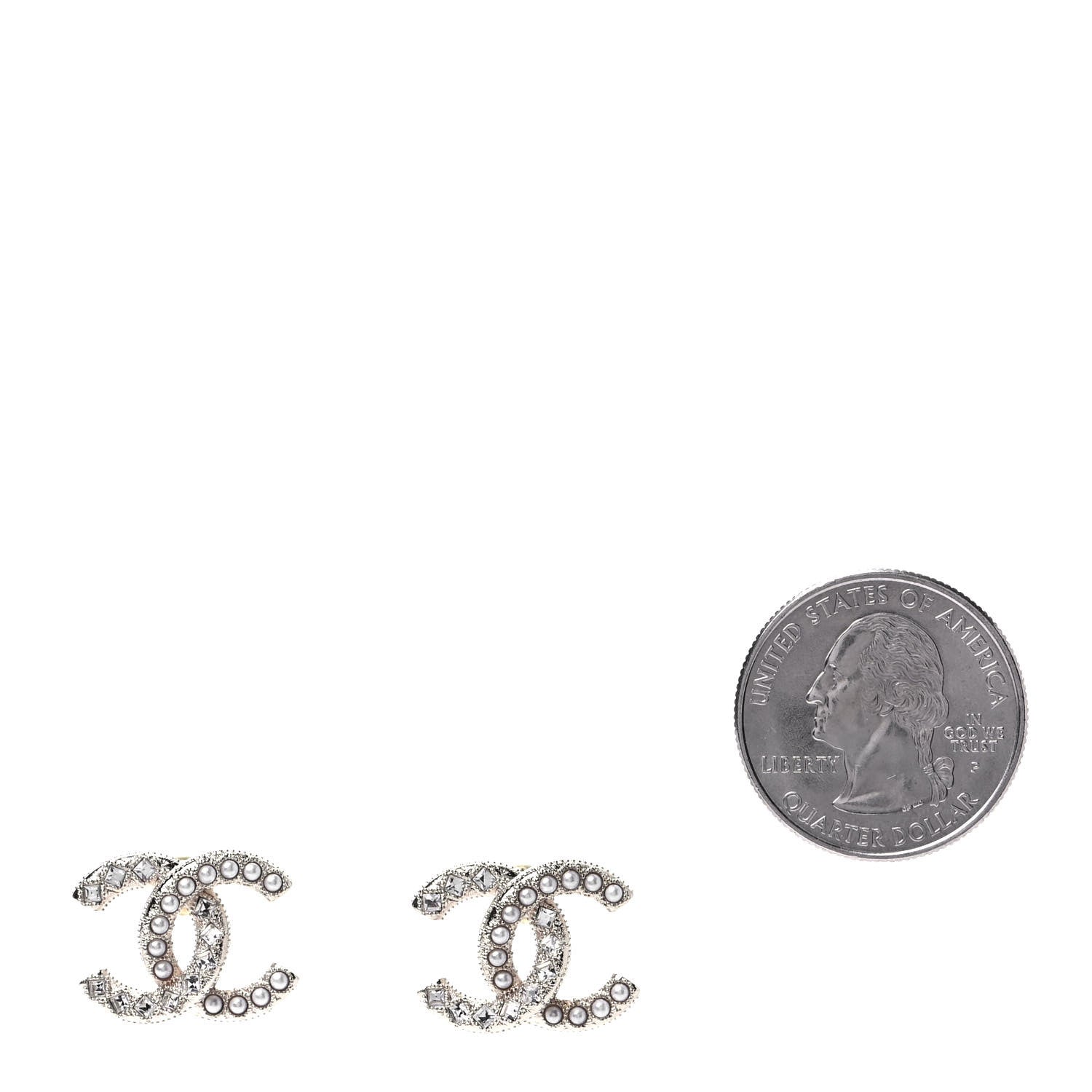 Chanel Crystal Pearl CC Earrings Gold 2 of 4