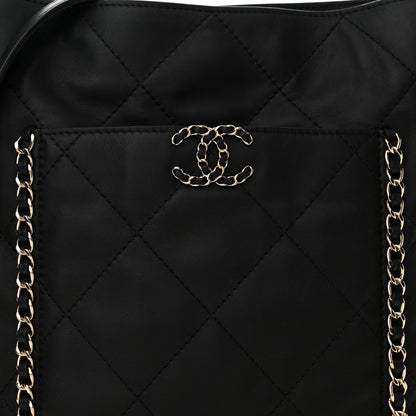 Chanel Calfskin Quilted Chain Flat Tote Black 8 of 11