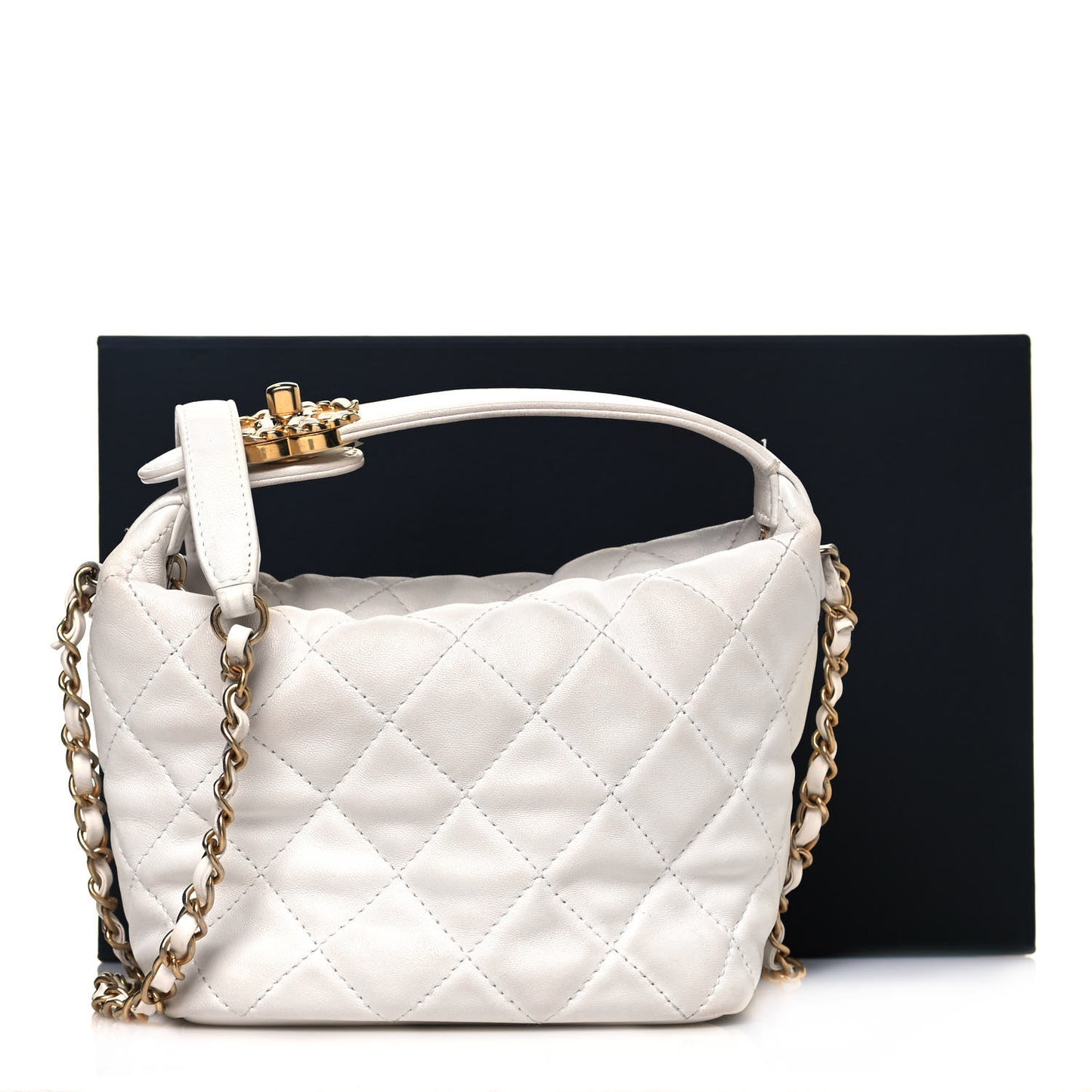 Lambskin Quilted Small Perfect Meeting Hobo White