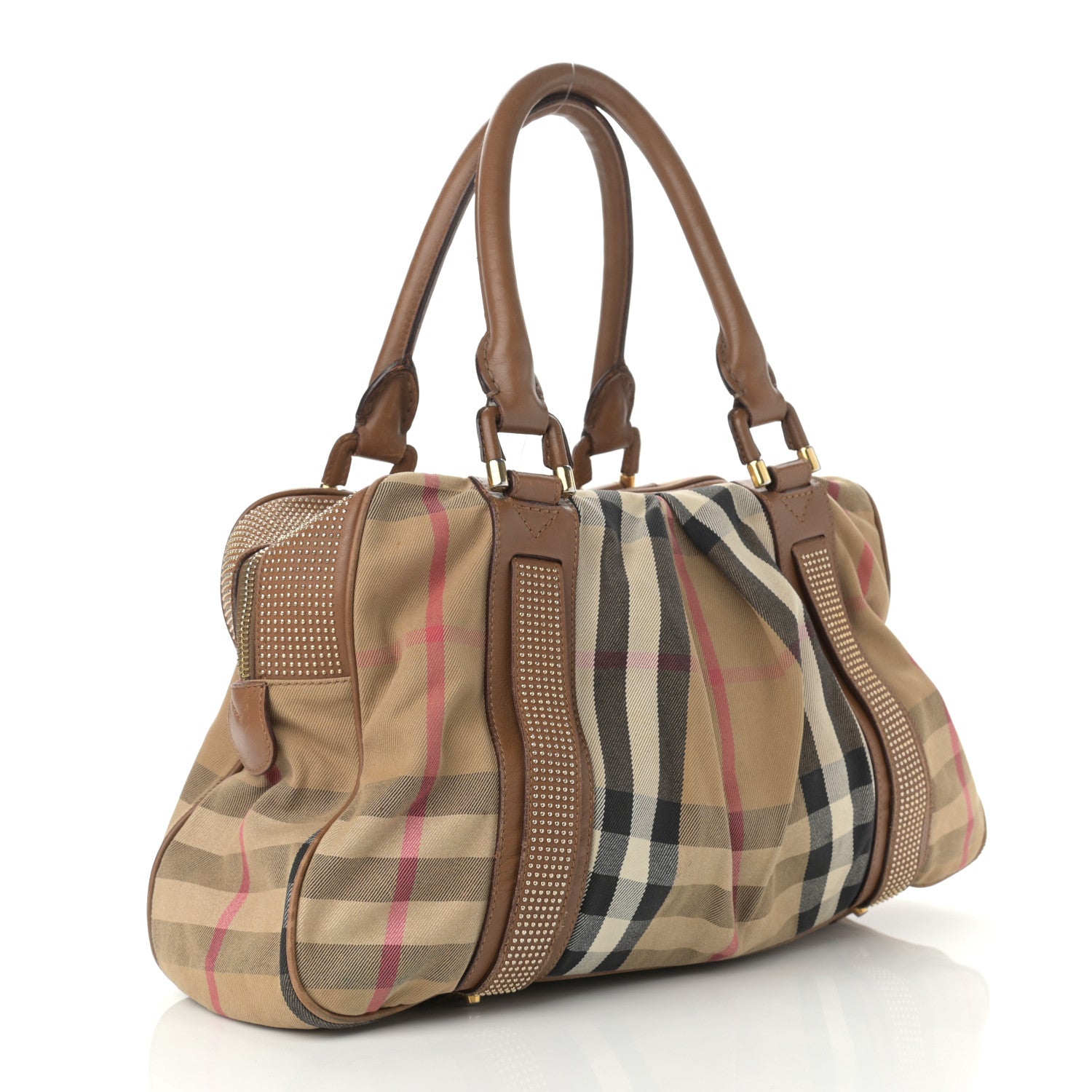 Burberry House Check Studded Knight Satchel Brown 3 of 21