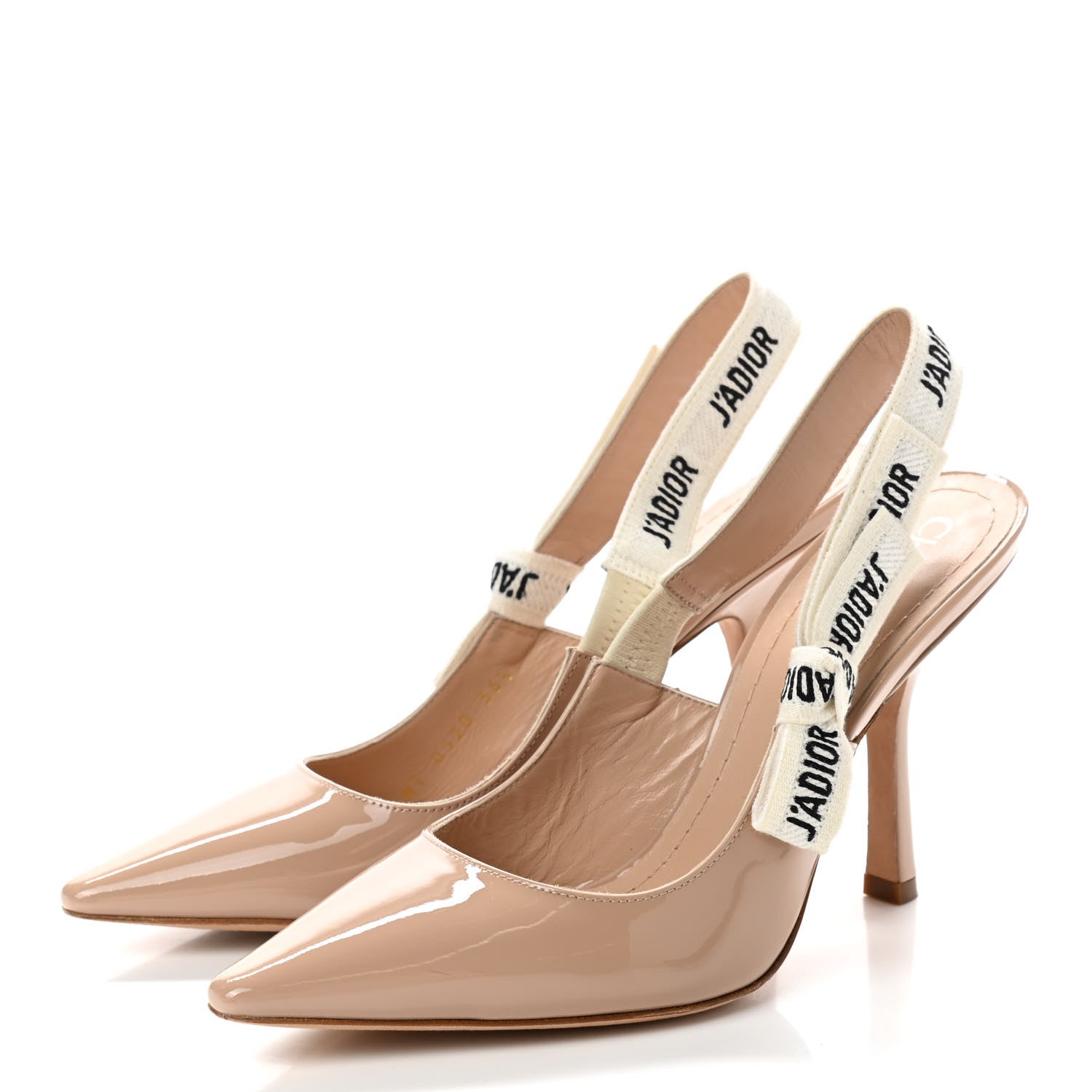 Christian Dior Patent Ribbon J'Adior Slingback 100mm Pumps 36.5 Nude 3 of 8