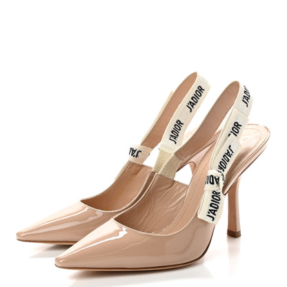 Christian Dior Patent Ribbon J'Adior Slingback 100mm Pumps 36.5 Nude 3 of 8