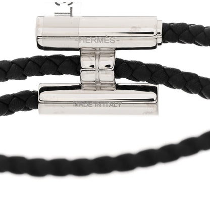 Hermes Swift Double Wrap Cord Tournis Tresse Bracelet T3 Black 5 of 6