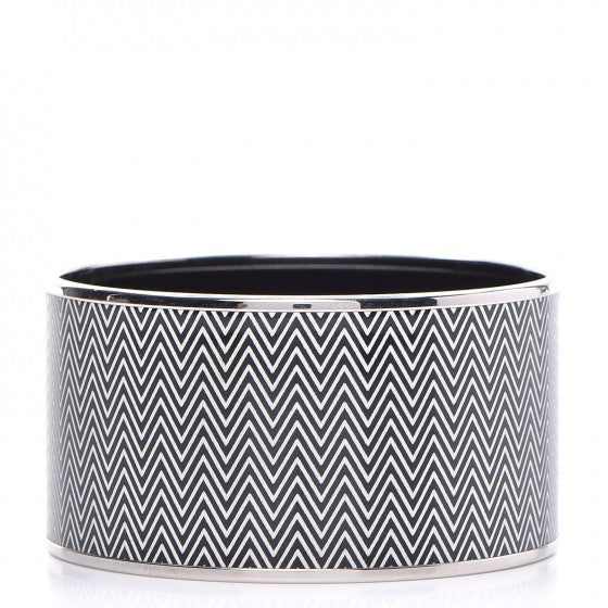 Enamel Printed Extra Wide Chevron Bracelet 65 Black
