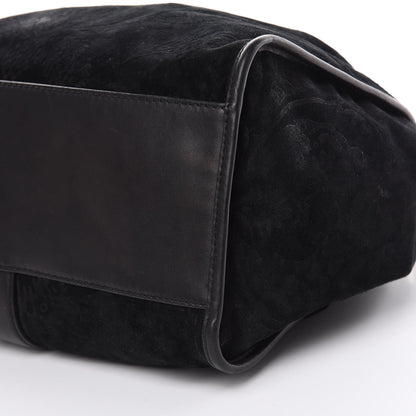 Gucci Nubuck Brocade Medium Soft Stirrup Shoulder Bag Black 9 of 18