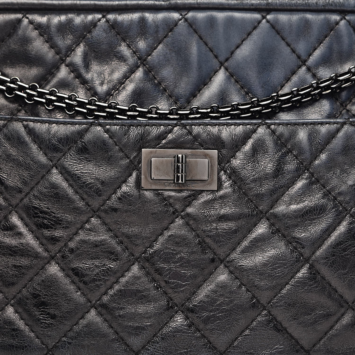 Chanel Metallic Aged Calfskin Quilted Large Reissue Camera Case Black 12 of 12