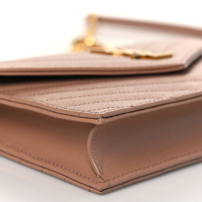 Saint Laurent Grain De Poudre Matelasse Chevron Cassandre Envelope Chain Wallet Vintage Peach 7 of 9