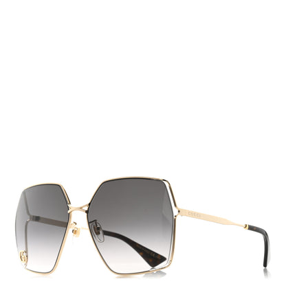 Gucci Metal Square Frame Sunglasses GG0817S Gold Grey 1 of 8