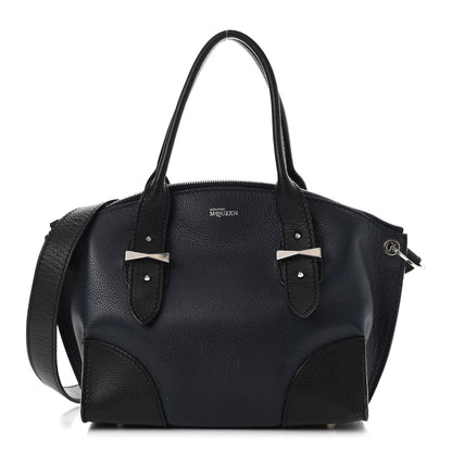 Alexander McQueen Grained Calfskin Small Bi-Color Legend Satchel Navy Black 1 of 12