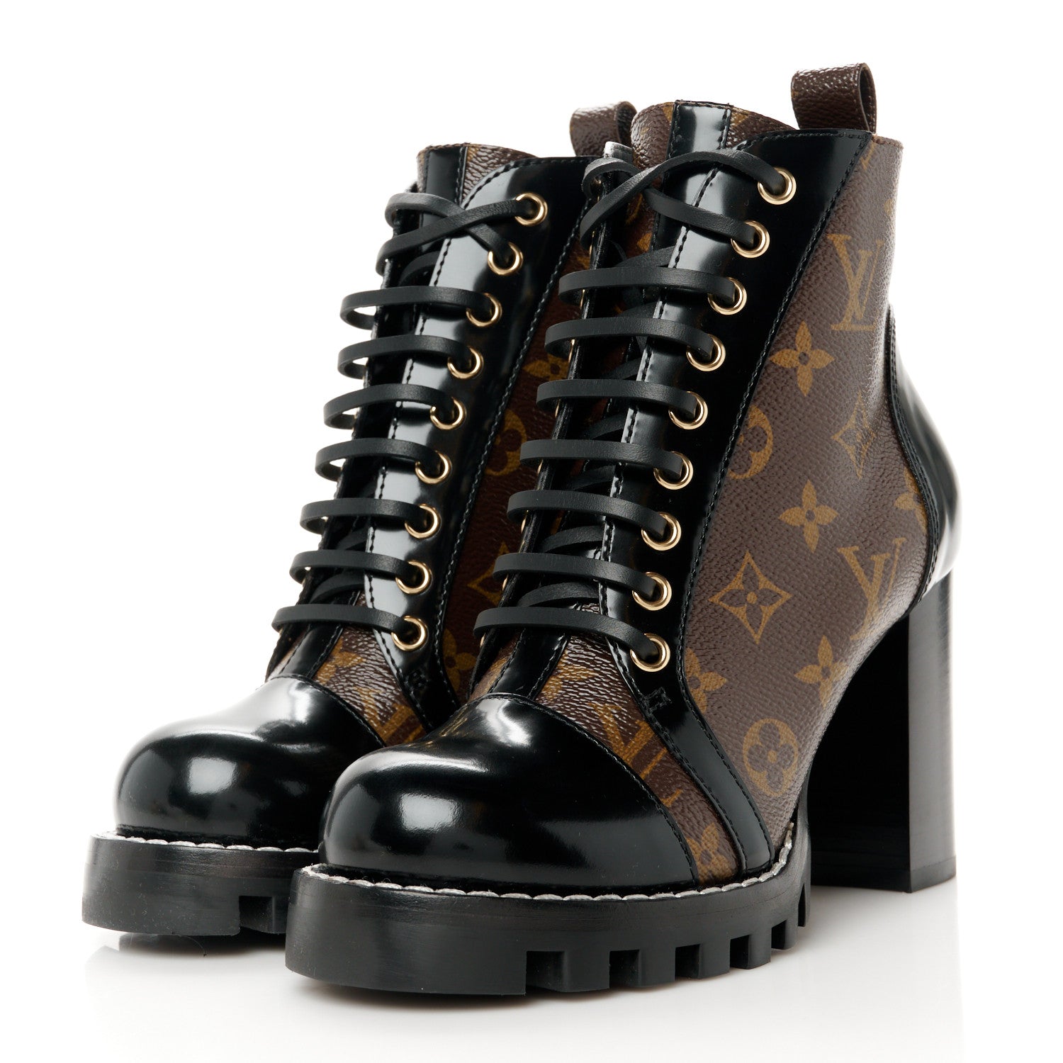 Louis Vuitton Patent Calfskin Monogram Star Trail Ankle Boots 36.5 Black 3 of 10