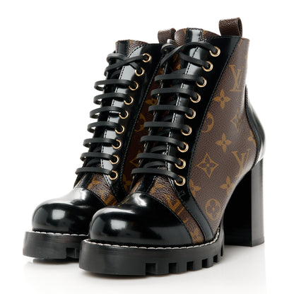 Louis Vuitton Patent Calfskin Monogram Star Trail Ankle Boots 36.5 Black 3 of 10