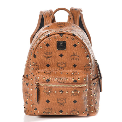 MCM Visetos Outline Stud Mini Stark Backpack Cognac 1 of 9