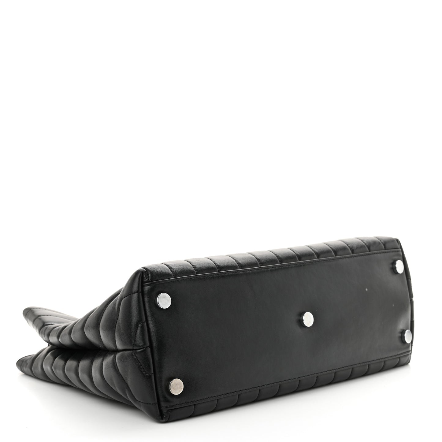 Calfskin Y Quilted Monogram Large Loulou Shopper Black