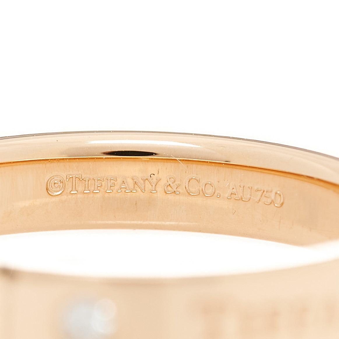 18K Rose Gold Diamond 4mm Logo Band Ring 61 9.5