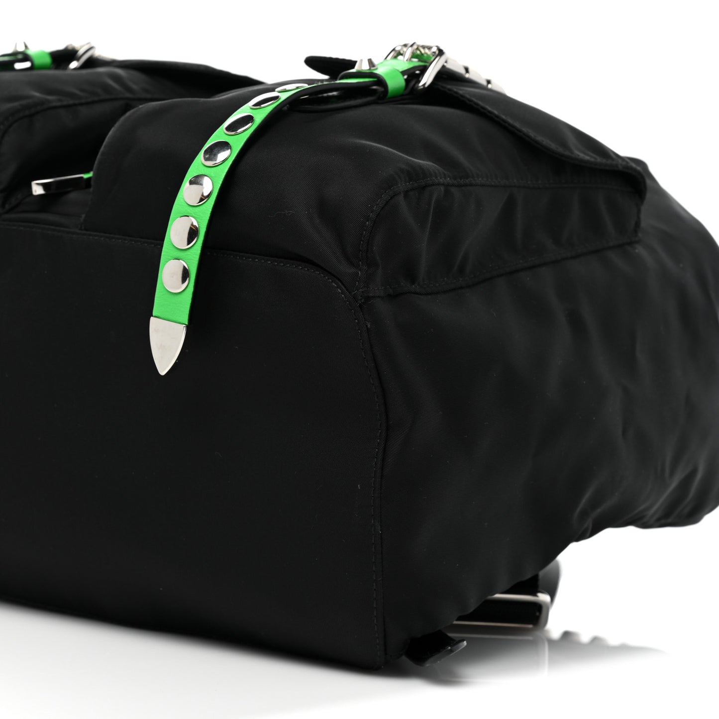 Nylon New Vela Studded Backpack Black Green