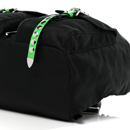 Prada Nylon New Vela Studded Backpack Black Green 7 of 8
