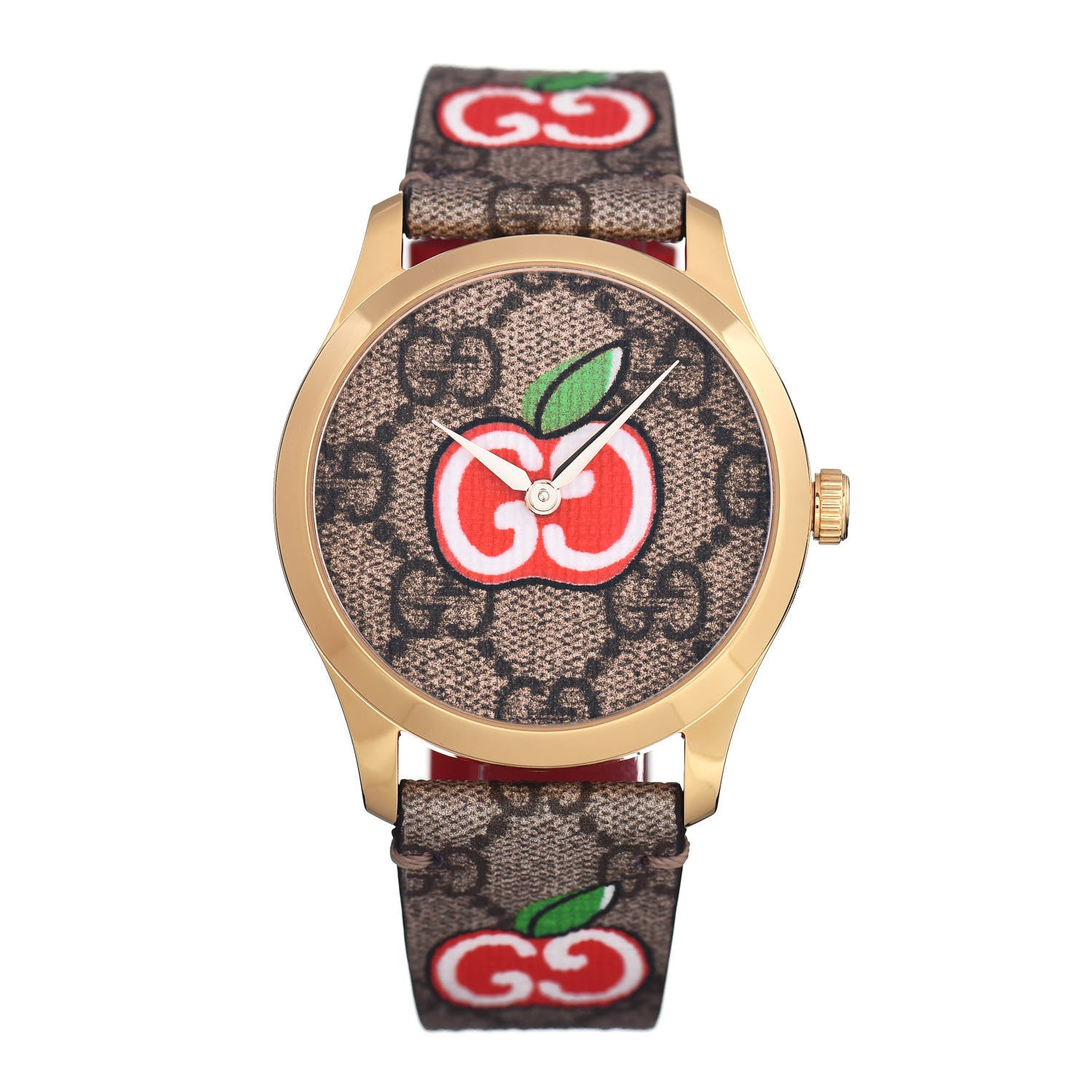 Gucci Stainless Steel Canvas 38mm G-Timeless Chinese Valentine's GG Apple Quartz Watch Brown 1 of 4