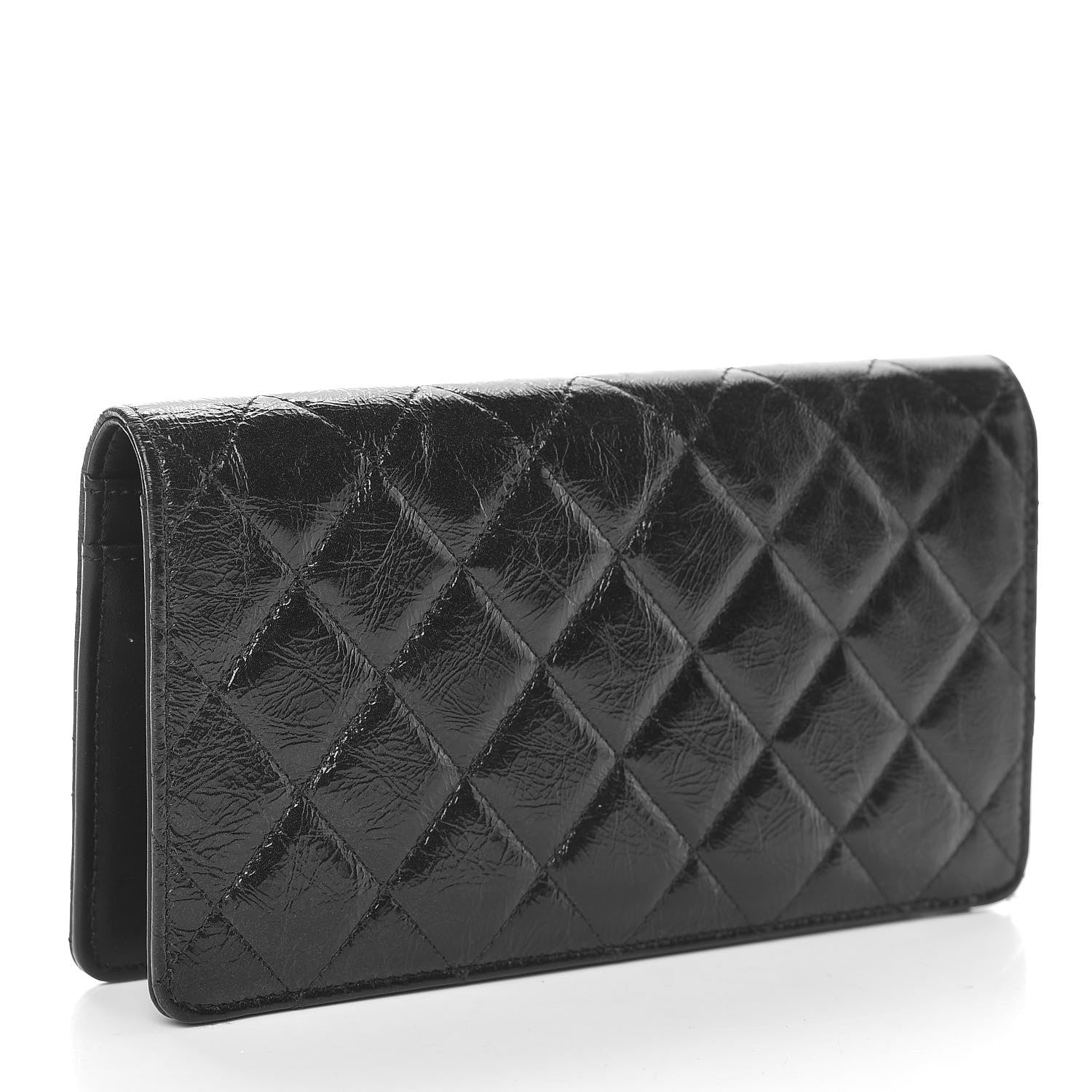 Chanel Patent Crumpled Calfskin Quilted Yen Reissue Wallet So Black 3 of 9