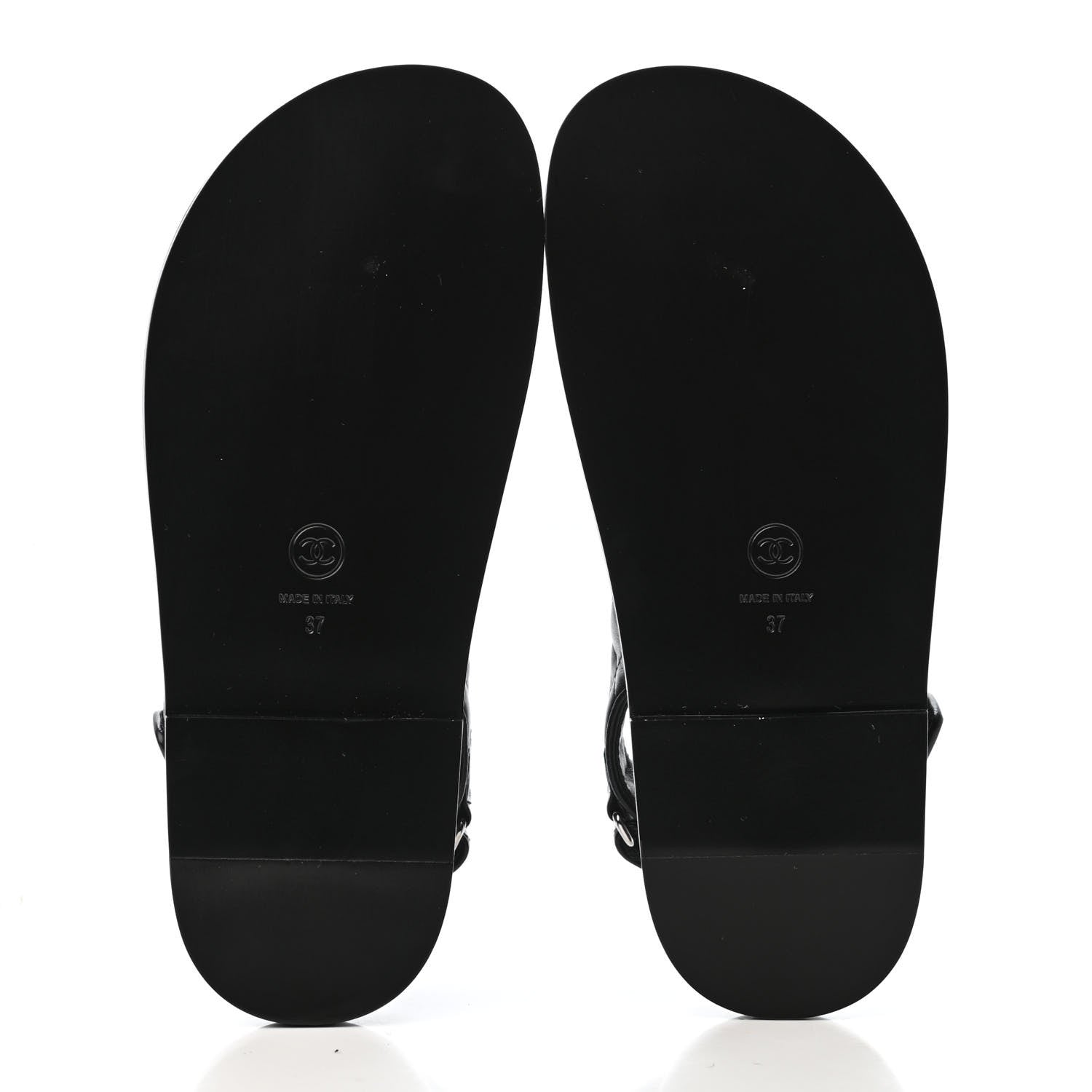 Chanel Lambskin Velcro Dad Sandals 37 Black 4 of 4