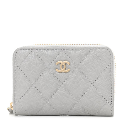 Chanel Caviar Quilted Zip Coin Purse Grey 1 of 8