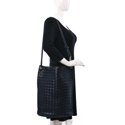 Bottega Veneta Nappa Intrecciato Medium Knot Bucket Bag Navy Blue 2 of 10