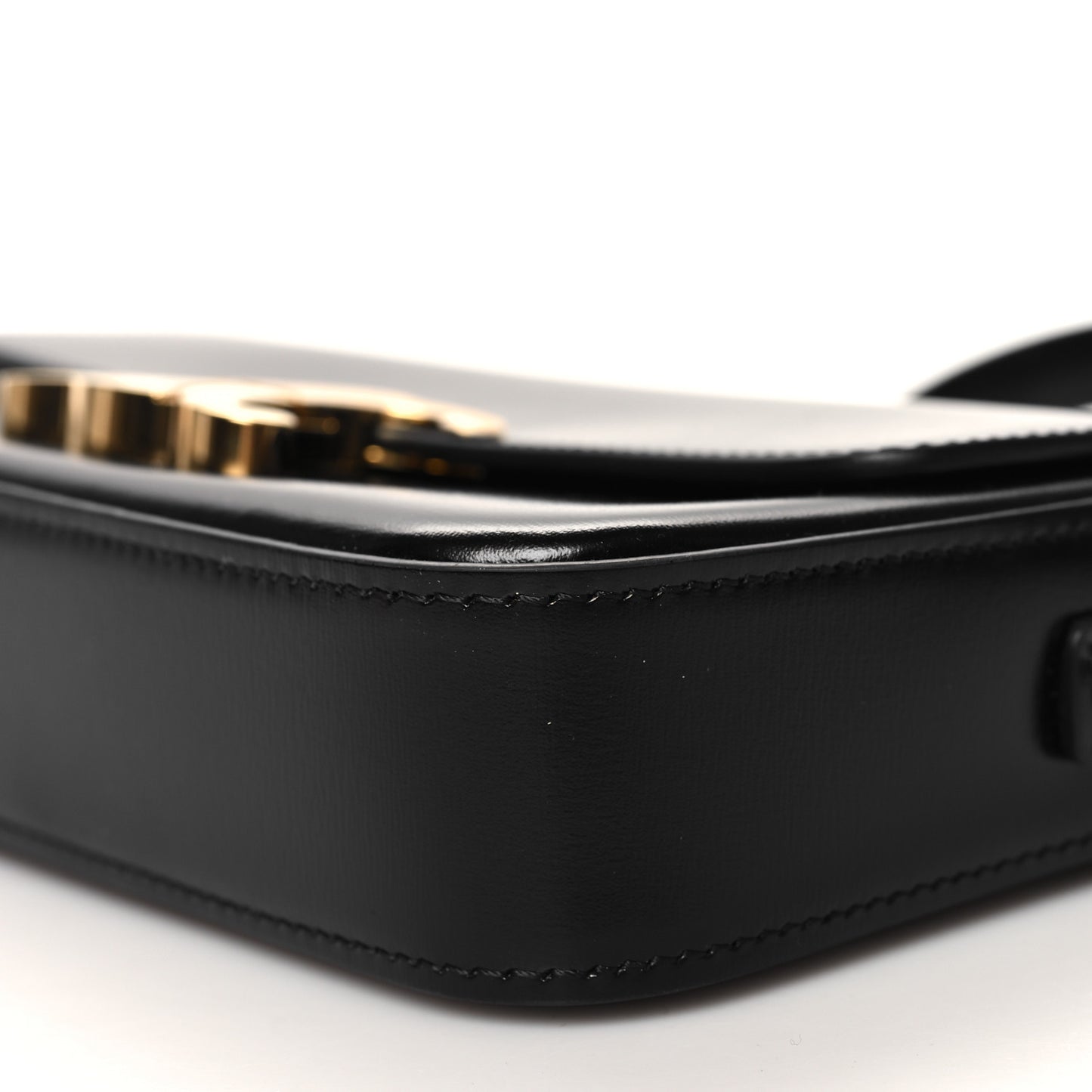 Shiny Calfskin Triomphe Shoulder Bag Black