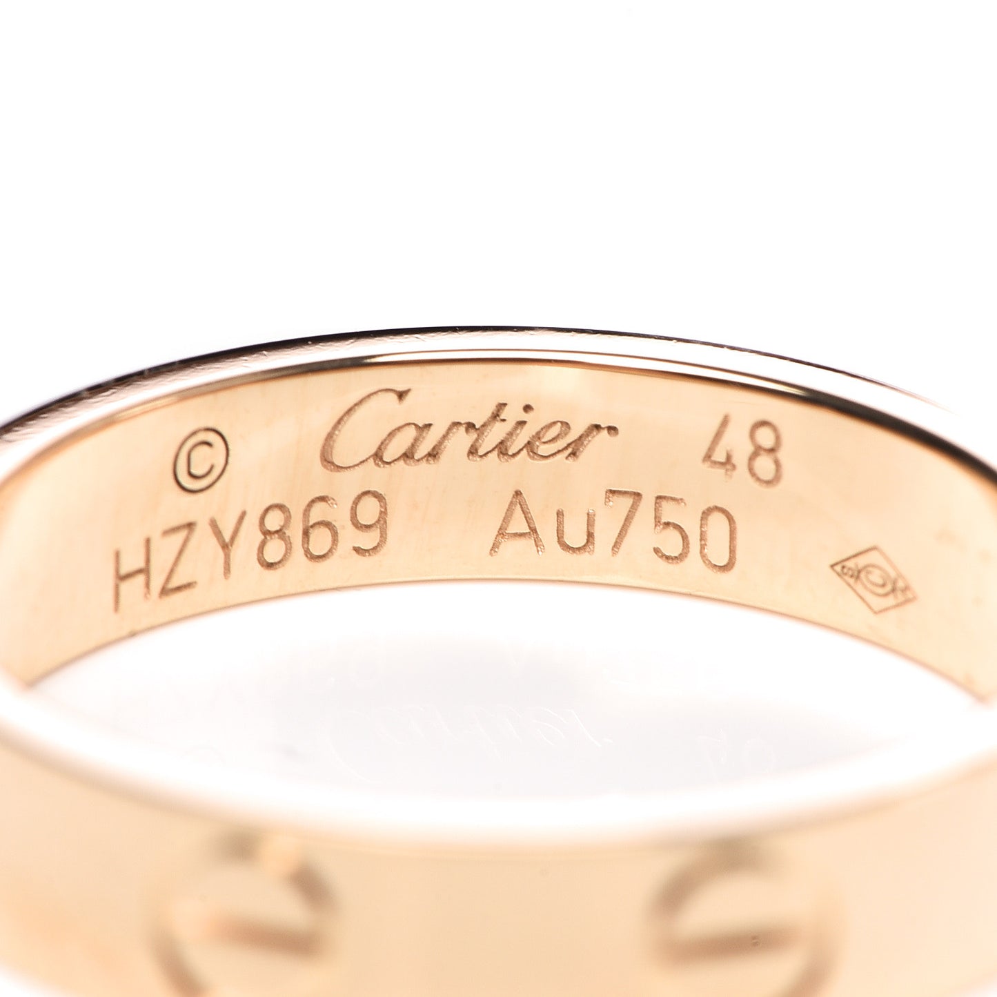 18K Yellow Gold 3.5mm LOVE Wedding Band Ring 48 4.5