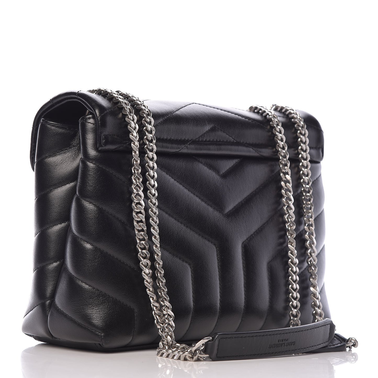 Calfskin Y Quilted Monogram Small Loulou Chain Satchel Black