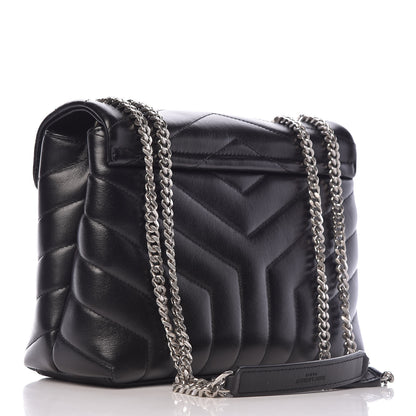 Saint Laurent Calfskin Y Quilted Monogram Small Loulou Chain Satchel Black 3 of 13